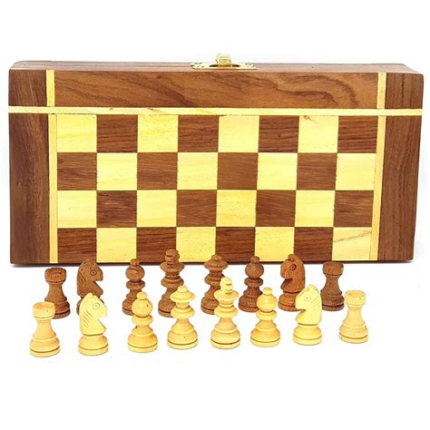 Handmade Magnetic Folding Chess Board Set Game Wooden Chess Etsy