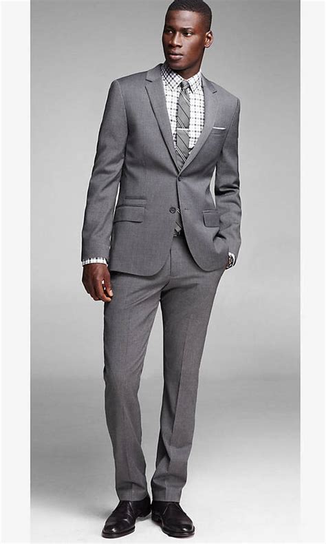 Express Gray Photographer Suit Jacket, $198 | Express | Lookastic