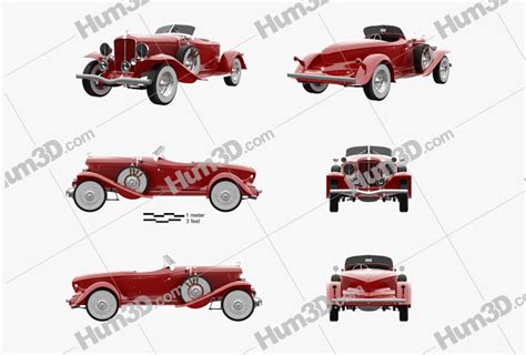 Auburn 8 98 Boattail Speedster 1931 Blueprint Template 3dmodels