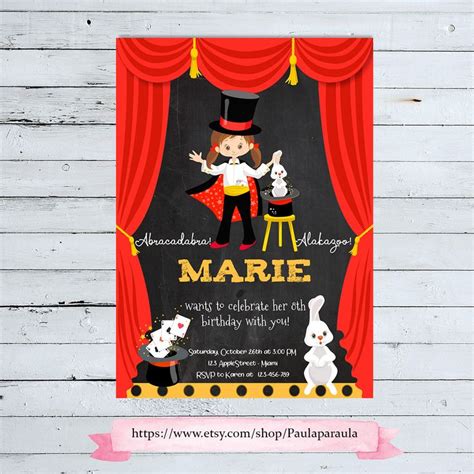 Magic Birthday Invitation Magic Party Magic Invitation Magic Invite