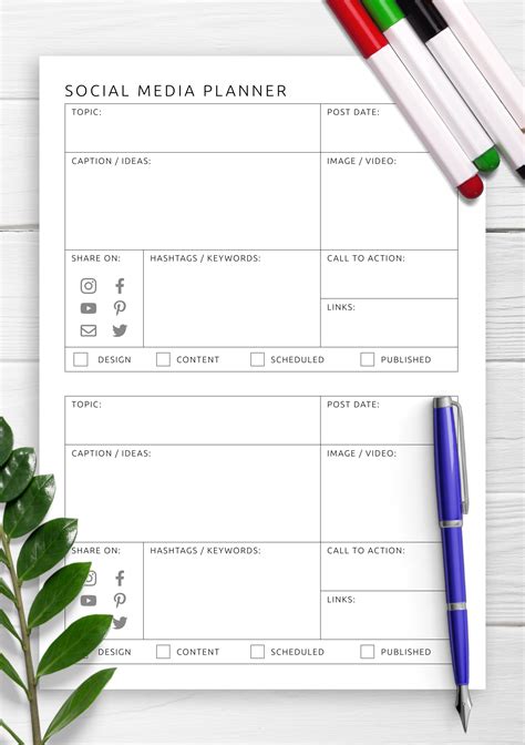 Download Printable Social Media Planner Template Pdf