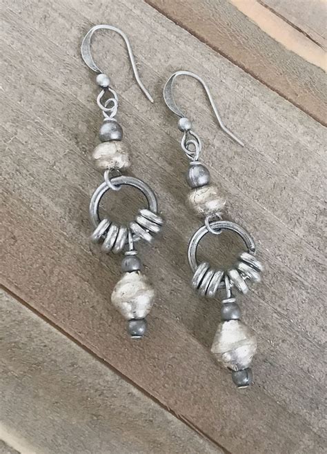 Boho Earrings Silver Boho Earrings Dangle Bohemian Jewelry Etsy