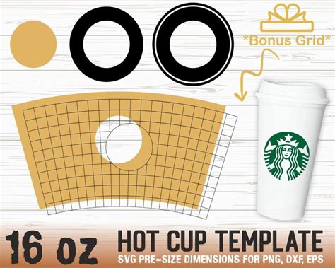 16oz Hot Cup Template Svg Hot Cups Svg Hot Cup Template Svg Etsy