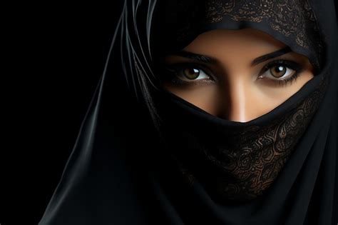 Premium Ai Image Closeup Portrait Of An Arab Woman Wearing Niqab Ai