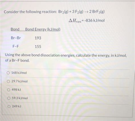 Solved Consider The Following Reaction Br2g 3 F2g 2