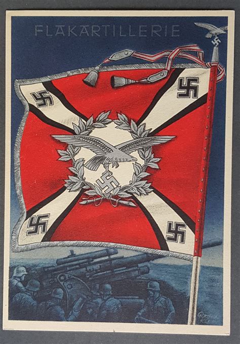 Third Reich Original Postcard Wwii Gottfried Klein Wehrmacht Flags