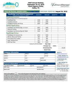 Fillable Online LEAD RETRIEVAL ORDER FORM August 20 2018 Fax Email