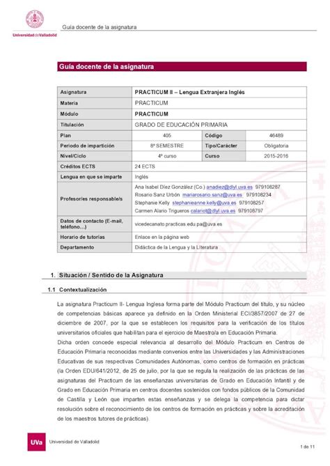 Pdf Gu A Docente De La Asignatura Facultad De Educaci N De