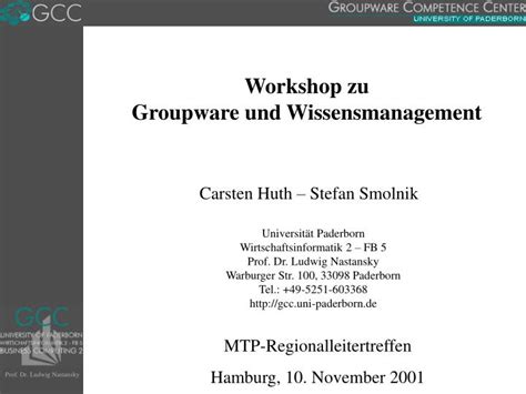 PPT Workshop Zu Groupware Und Wissensmanagement PowerPoint