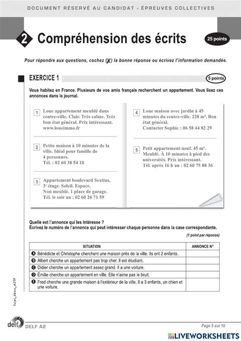 Ejercicio De Compr Hension Crite Delf A Sujet Comprehension