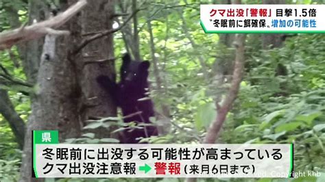 クマ出没の注意報を警報に引き上げ 冬眠前に餌を求め人里へ下りる可能性高まる 宮城県 Khb東日本放送