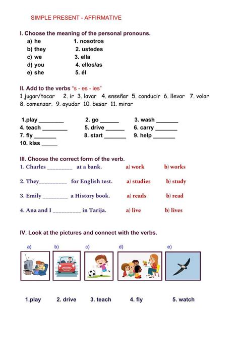 Simple Present Affirmative Worksheet Live Worksheets