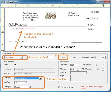 How to customize font of a text field on bank check