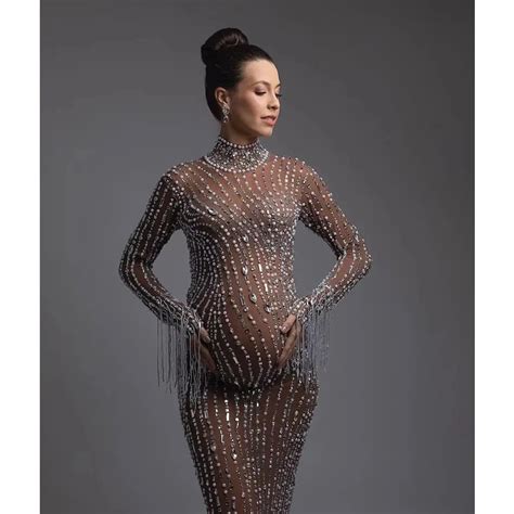 Vestido De Maternidade Strass Adornado Para Gestantes Sess O Fotogr