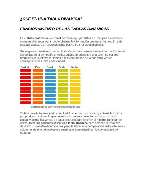 PDF Qué es una tabla dinámica DOKUMEN TIPS