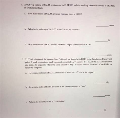 Solved 1 A 0 3946 G Sample Of CacO Is Dissolved In 12 M Chegg