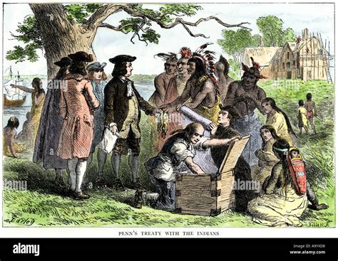 William Penn Treaty With Native Americans In Pennsylvania S Stock