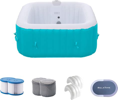 RELXTIME Portable Hot Tub Inflatable 2 4 Person Spa Built In Heater Pump Outdoor Heated Blow Up