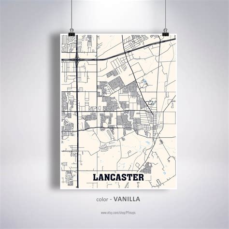 Lancaster Map Print Lancaster City Map Texas TX USA Map | Etsy