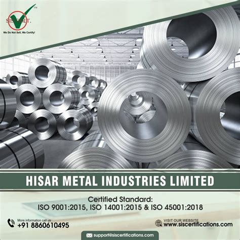 Hisar Metal Industries Awarded ISO 9001 14001 And 45001 Certification