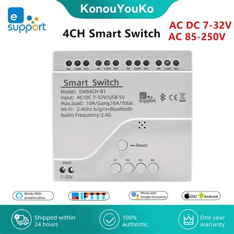 For Ewelink 4 Channel Wifi Smart Switch Bluetooth Wireless Inching