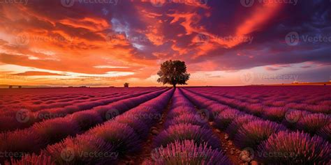 Beautiful pink lavender field. Wild nature adventure farm garden ...