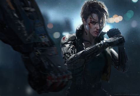 Download Cyberpunk Sci Fi Cyborg Hd Wallpaper By Shuo Shi