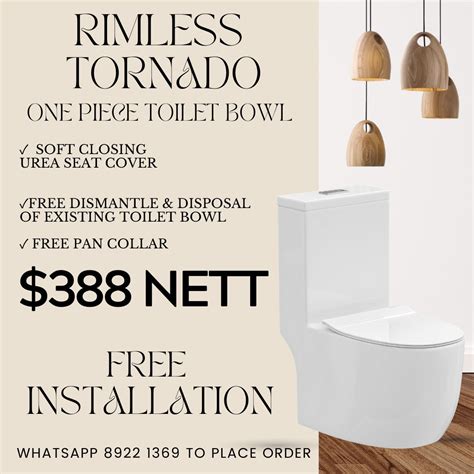 Tornado Rimless Flushing One Piece Toilet Bowl With Free Installation