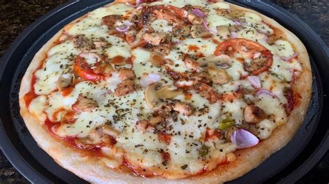 Chicken Mushroom Pizza Chicken Pizza Without Oven চুলায় চিকেন