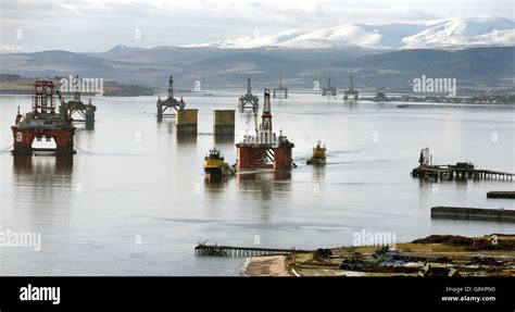 The Oil Platform Stena Spey Centre Is Moved With Tug Boats Amongst