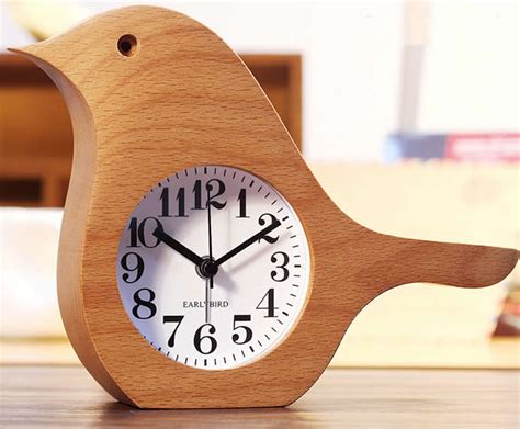 Wooden Bird Shaped Desk Alarm Clock - FeelGift