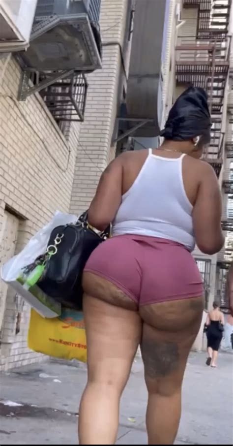 EBONY PINK SHORTS WHITE TANK TOP BIG ASS WALKING ThisVid
