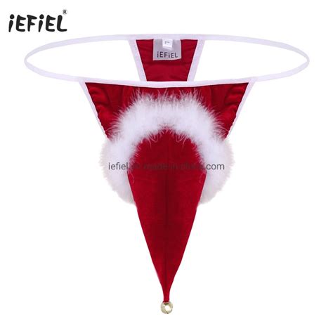 Velvet Christmas Holiday Fancy Cosplay G String Thong Mens Lingerie Underwear China Mens
