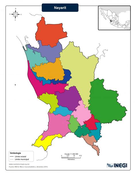 Mapa Del Estado De Nayarit Con Municipios Mapas Para Descargar E