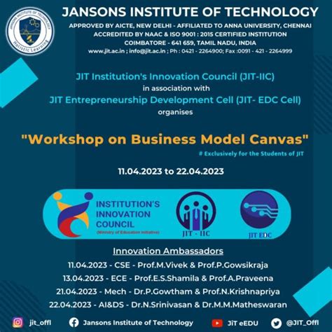 Workshop on Business Model Canvas - Jansons Institute of Technology