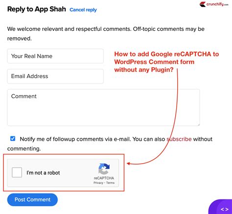 How To Add Google ReCAPTCHA To WordPress Comment Form Without Any