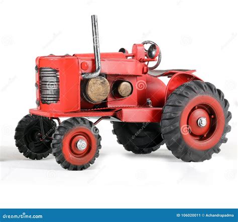 Red Toy Tractor Isolated on White Stock Image - Image of equipment ...