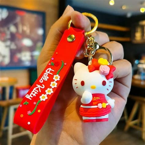 Kawaii Sanrio Keychain Kuromi Cinnamoroll Pom Pom Purin Pvc Doll Key Chain Melody Hello Kitty