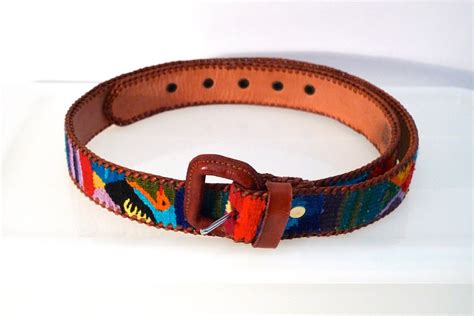 Multi Color Woven Belt Guatemala Leather Belt Ostrich Bird