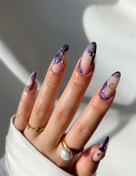 22 Purple And Gold Nails With An Elegant Appeal Dark And Light