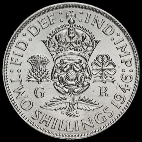 George Vi Silver Two Shilling Coin Florin A Unc