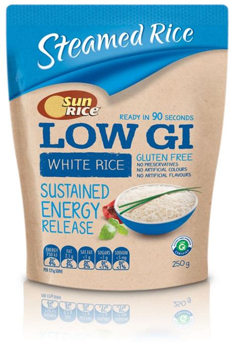 Sunrice Low Gi Steamed White Rice Low Gi Foods Steamed White Rice Low Gi