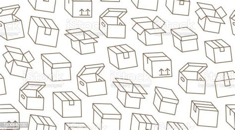 Delivery Box Background Cargo Package Seamless Pattern Various Open And