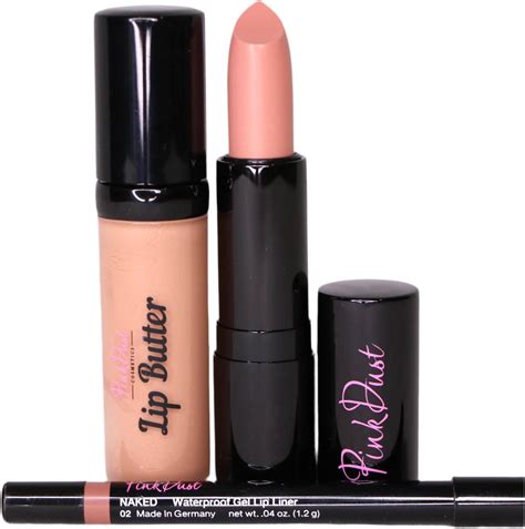 Amazon Pink Dust Naughty Nude Lip Combo Pack Of 3 Naked Liner Pink Nougat Lipstick