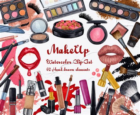 Makeup Clip Art. Watercolor Cosmetic Clipart. Beauty and | Etsy