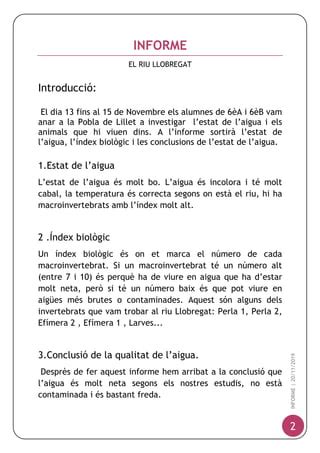 Informes Del Riu Llobregat Escola Serra I H Nter Pdf