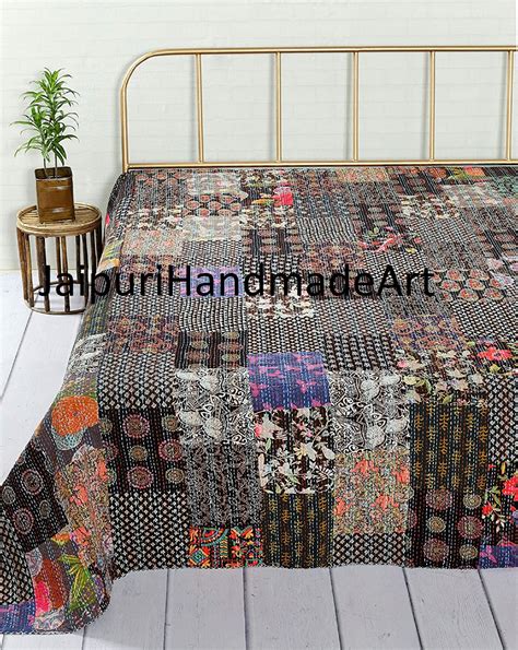 Indian Kantha Quilt Kantha Bedspread Indian Cotton Bed Cover Kantha