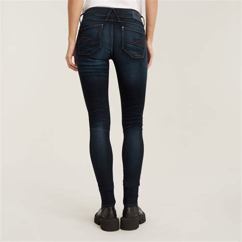 Lynn Mid Waist Skinny Jeans Dark Blue G Star Raw