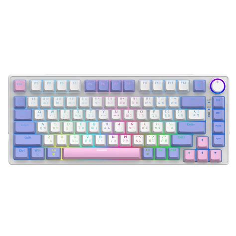 Teclado Gamer SuperFrame Ribbon RGB Switch Red 75 ABNT Hot Swap Fio White Purple
