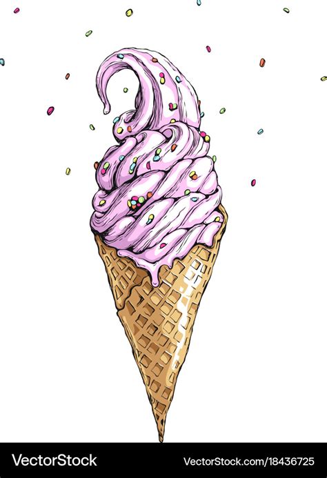 Hand Drawn With Ice Cream Cone Royalty Free Vector Image